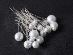 Hårnåle med perler flere størrelser, sølv 16 stk.